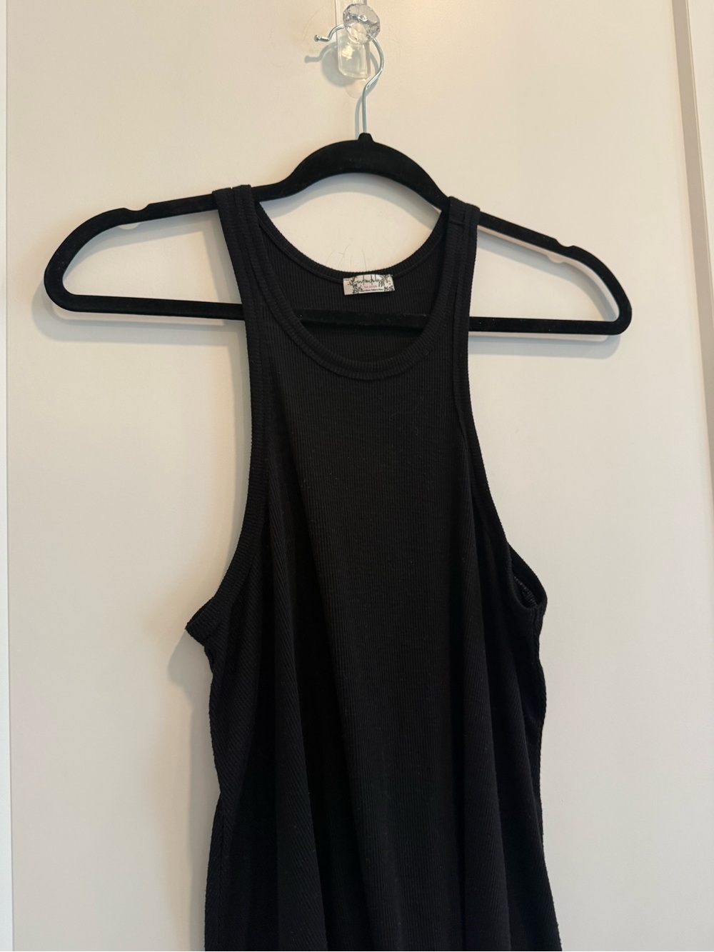 Free People Black Ribbed Racerback Tank Top Size S - Picture 3 of 8